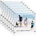 Yalikop 8 Pack Acrylic Floating Picture Frame 8.5 x 11 Inches Wall Mount Frameless Photo Frames Double Panel Clear Picture Frame for Home Office Photo Display, Full Frame Size 9.6 x 13.2 Inch(Silver)