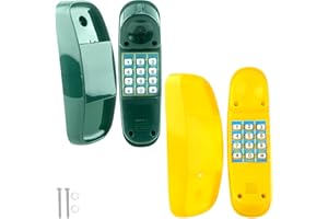 Haconba 2 Pack Swingset Phone Toys Playground Swing Set Telephone Plastic Pretend Play Telephone with Numeric Key for Kids Outdoor Playground Treehouse Accessories (Yellow, Green)
