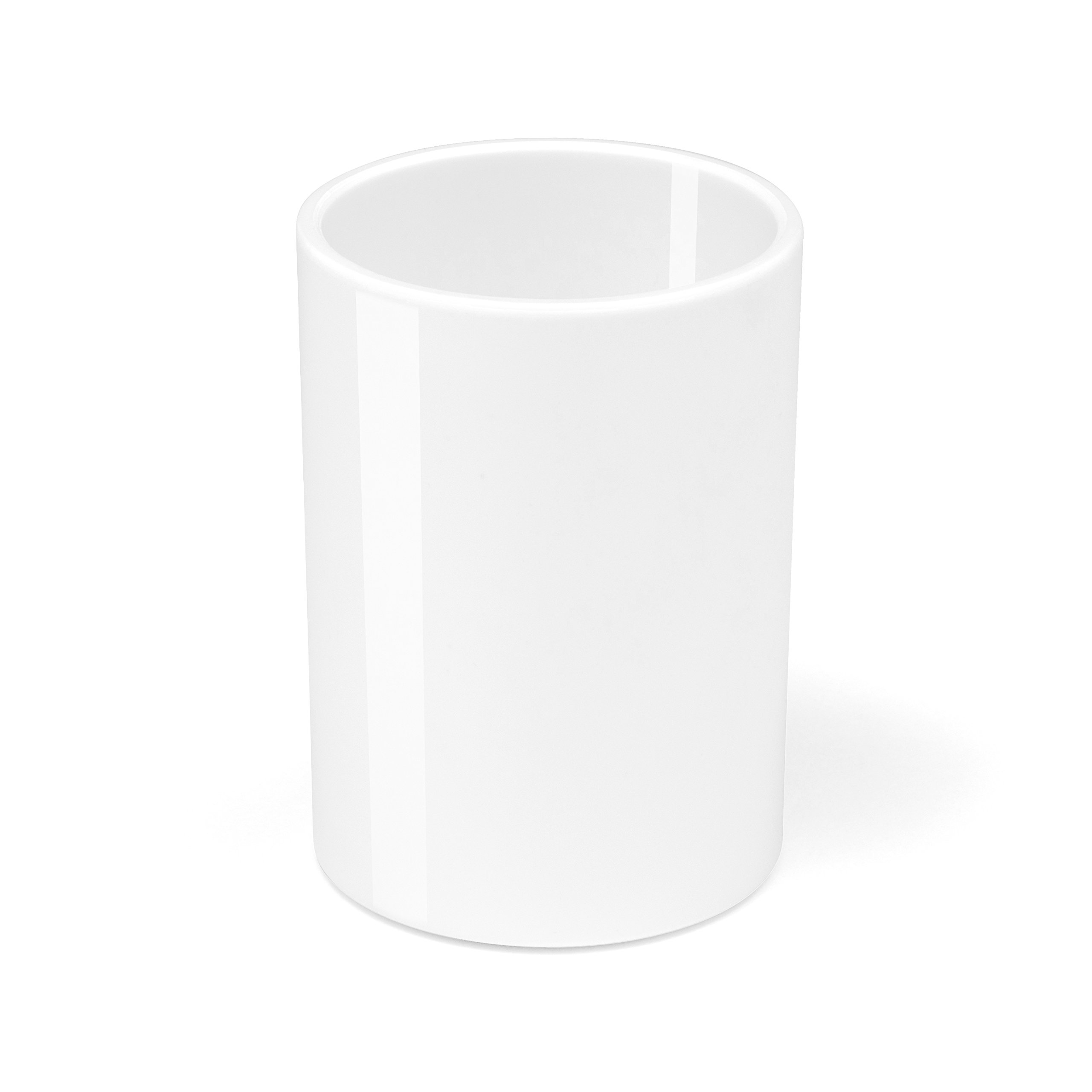 Osco White Plastic Pen Pot – Round Transparent Pencil Holder & Desk Tidy – Durable Office Organiser for Stationery, Pens, Pencils & Makeup Brushes – H11 x W8 x D8 cm