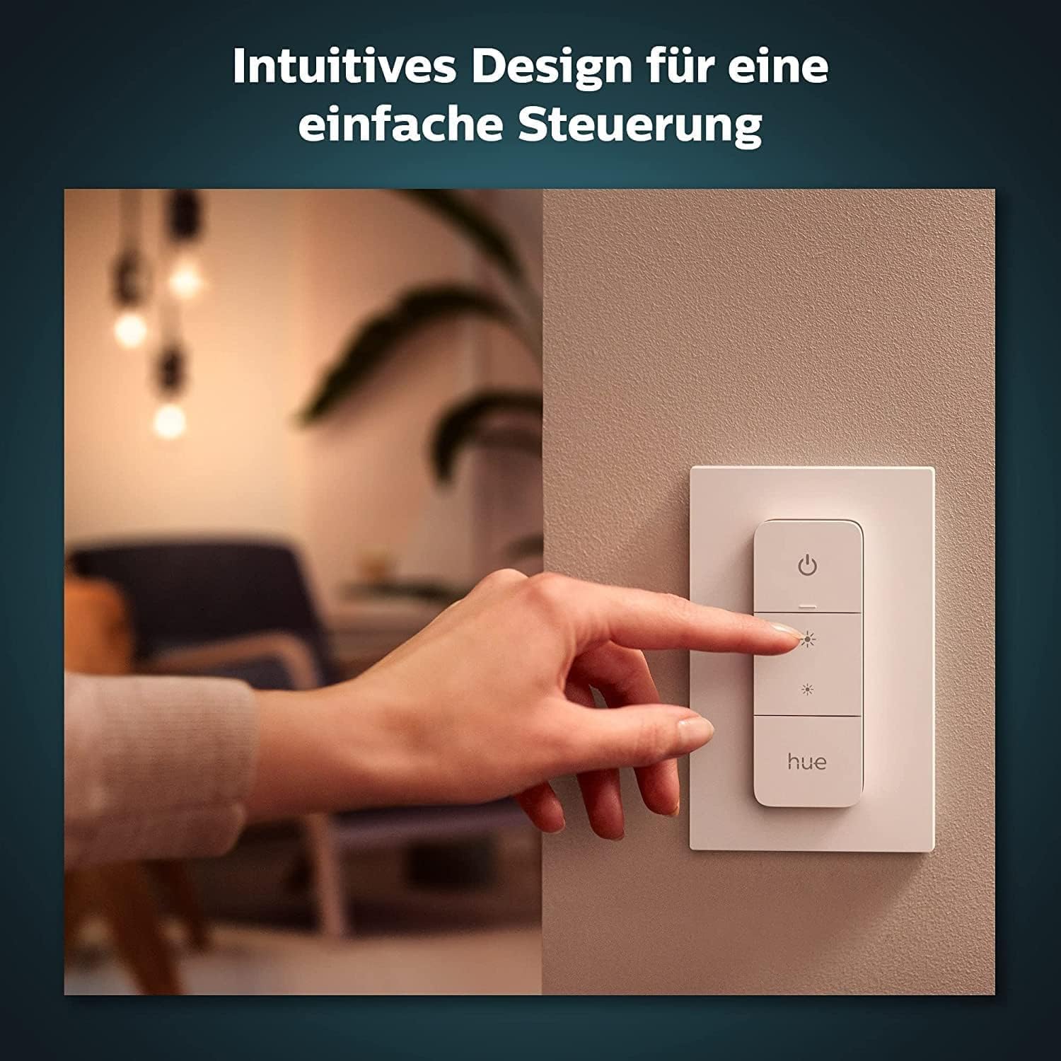Philips Hue Dimmschalter für Hue Lichtsysteme, Smarter Dimmer zur Steuerung von Leuchten und Lichtszenen, kabelloser Lichtschalter ohne Installation, weiß 3