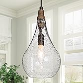 KSANA Farmhouse Wood and Glass Pendant Lighting for Kitchen Island Bedroom, Dining Room, Entryway, Sink, Breakfast Nook