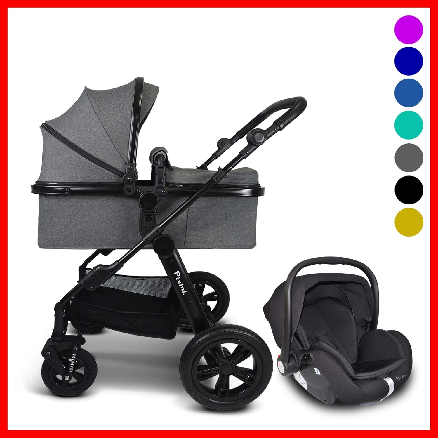 Pixini 3in1 Trio Kinderwagen Set (Arizona Grau Melange)