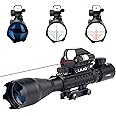 UUQ 4-16x50 Tactical Rifle Scope Red/Green Illuminated Range Finder Reticle W/Laser Sight and Holographic Reflex Dot Sight