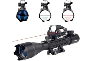 UUQ 4-16x50 Tactical Rifle Scope Red/Green Illuminated Range Finder Reticle W/Laser Sight and Holographic Reflex Dot Sight