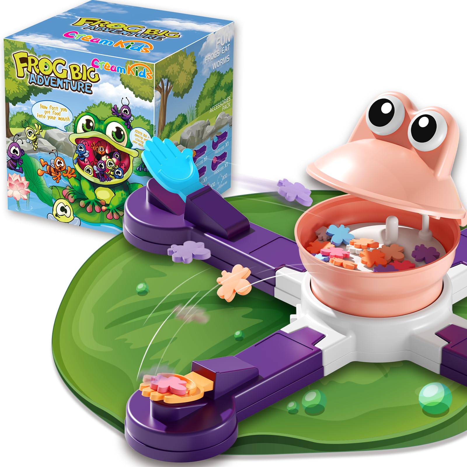 CREAMKIDS Frog Feeding Board Game, Frog Eating Bugs Board Game, Family