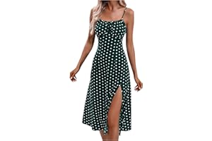 TWRWX Womens Summer Dresses Spring Floral Dress Flowy Dress Wrap Spaghetti Strap Dresses Casual Cami Sun Dresses