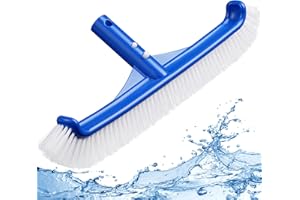 18" Pool Brush Head for Cleaning Walls - Premium Swimming Brush With Strong Bristle & EZ Clip, Curved Ends High-Efficiency Ac