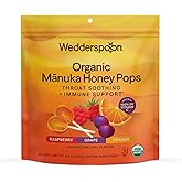 Wedderspoon Organic Manuka Honey Lollipops, Variety Pack, 24 Count | Genuine New Zealand Manuka Honey + Vitamin C, Non-GMO, No Artificial Flavors or Colors, Soothing Pops for Kids &amp; Adults