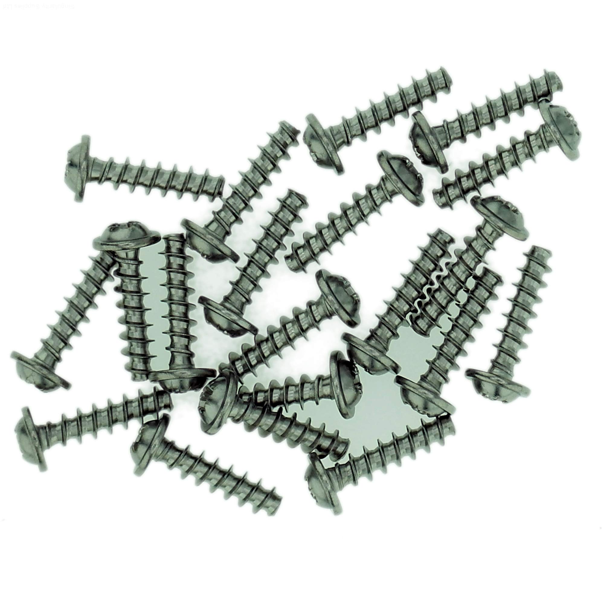 D3.5 (3.5mm x 14mm) Pozi Pan Screws for Plastic (Flanged) - Stainless Steel (A2) (Pack of 20)