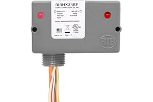 Functional Devices RIBHX24BF Current Switch and Relay Combination, 20 Amp SPST-N/O, Fixed, 24 Vac/dc Coil, NEMA 1 Housing