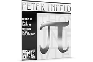 Thomastik-Infeld Peter Infeld Cello D-String - Flexible with Medium Tension 14 and 4/4 Scale - Durable Carbon Steel Core String with MultiAlloy Winding for Sound Projection - Made in Vienna