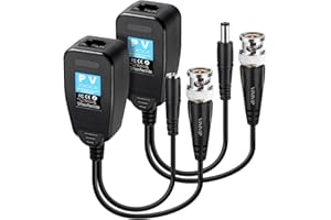 VIMVIP HD-CVI/TVI/AHD Passive Video Balun with Power Connector and RJ45 CAT5 Data Transmitter 1 Pair