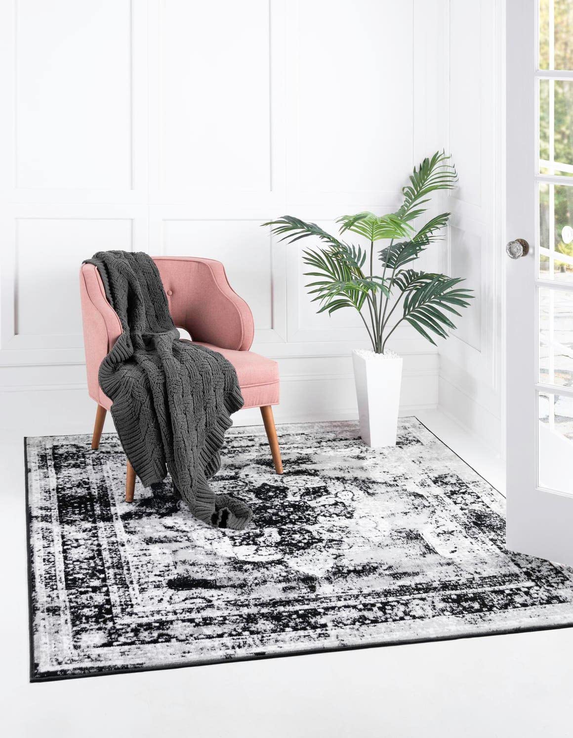 Unique Loom Sofia Collection Area Rug - Salle Garnier (10' Square Black/Ivory) Image