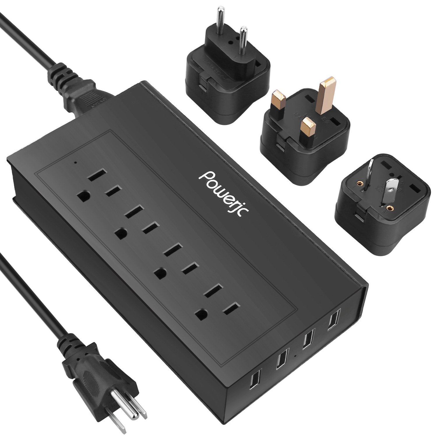 Galleon Travel Power Strip Adapter Converter With High Speed Smart USB Charging Powerjc Black
