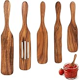 Prasacco 5 Pcs Wooden Spurtle Set Spurtles Kitchen Tools Wooden Spurtle Spatula Wooden Spurtle Kitchen Utensils Spurdle for Cooking Wood Slotted Spurtle Spatulas Spoons Set for Cooking Stirring Mixing