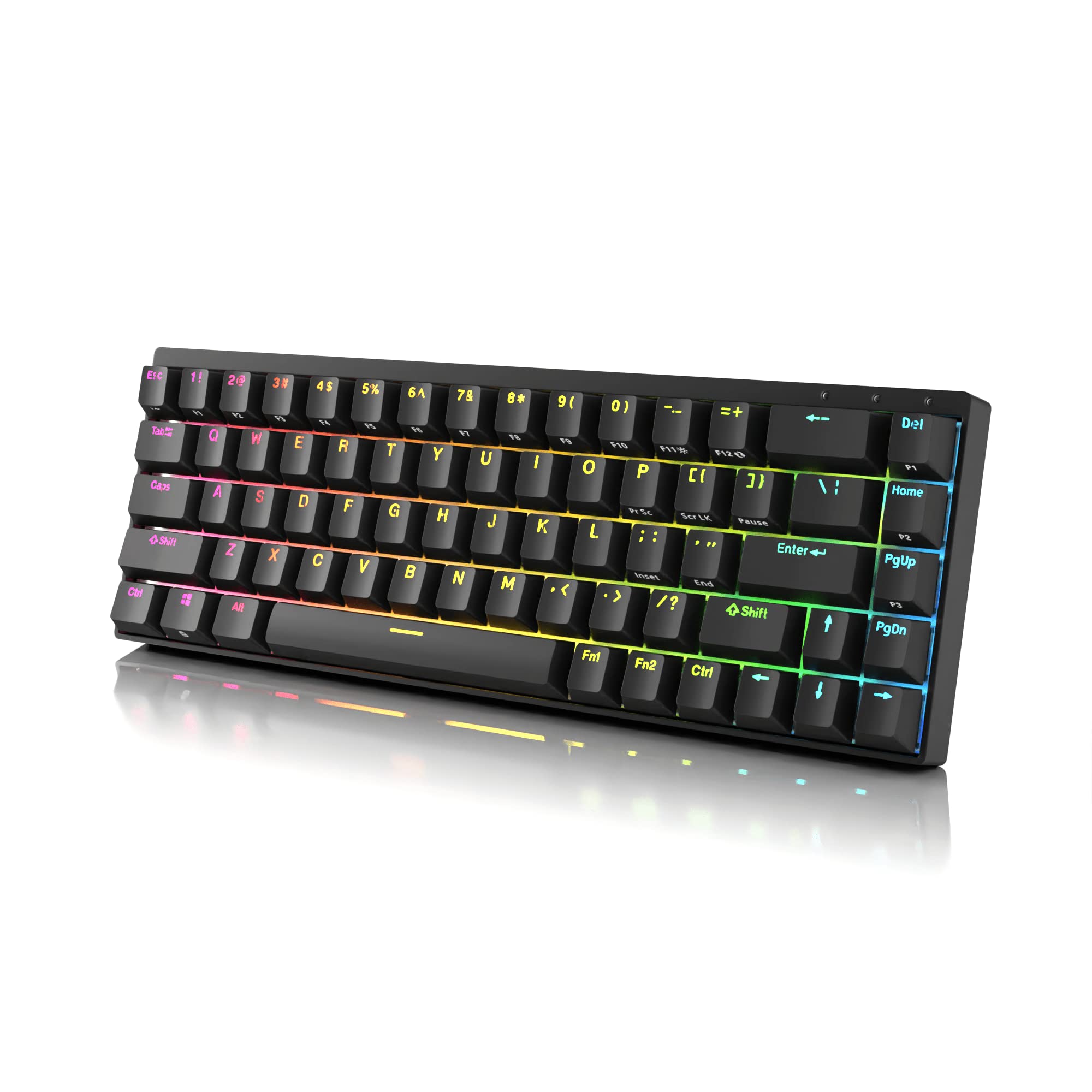 DURGOD Hades 68 RGB Mechanical Gaming Keyboard | 65% Layout | USB C Wired | Doubleshot PBT Keycaps | Cherry Profile | NKRO Rollover | Windows & Mac | Aluminium Chassis| Gateron Red, Black