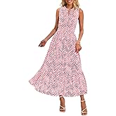 PRETTYGARDEN Womens Summer Dresses 2025 Sleeveless Drawstring V Neck Maxi Dress Flowy Casual Long Dresses with Pockets
