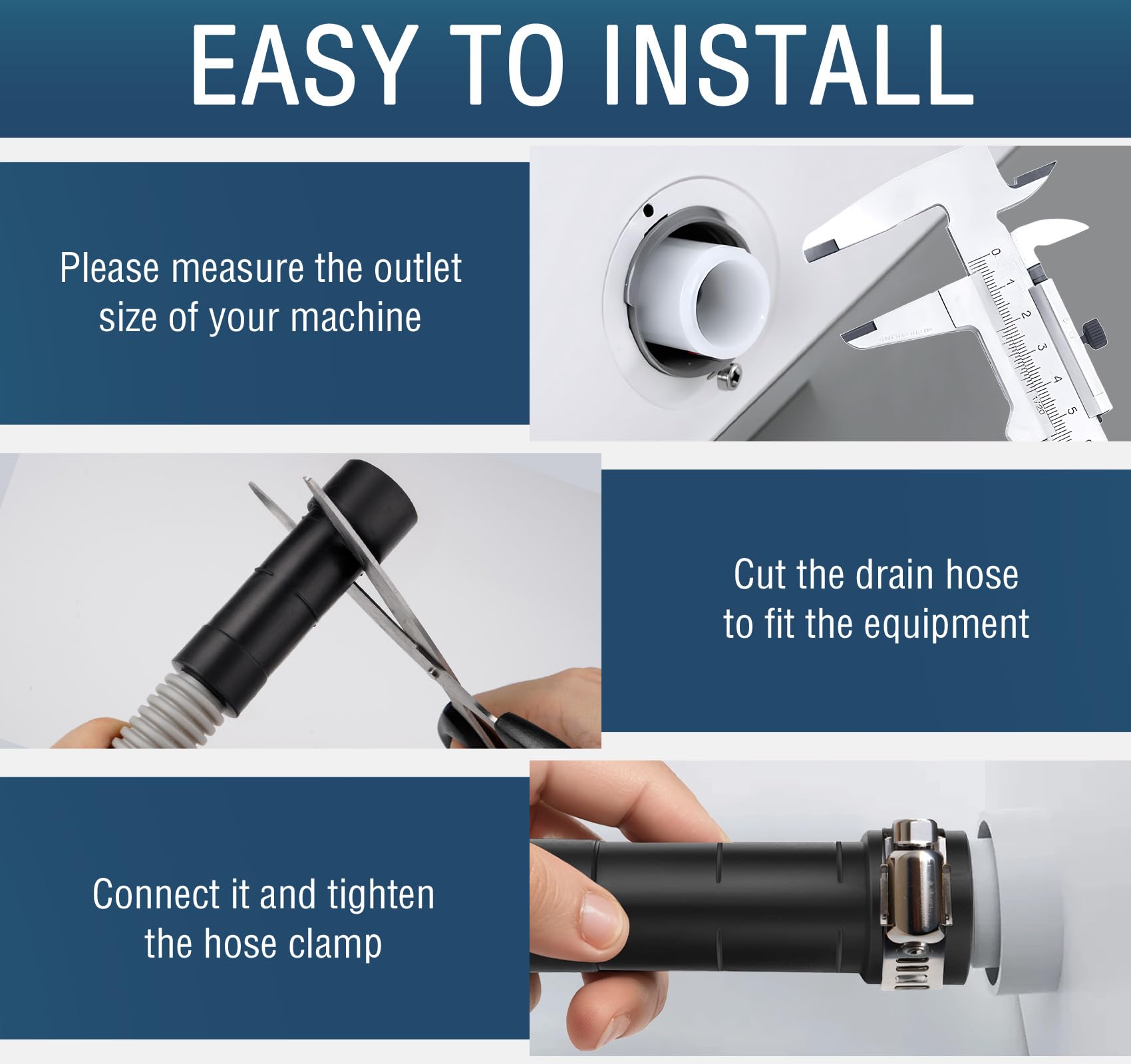 Dishwasher Drain Hose, 1Plusselect 8FT Universal Replacement Discharge Dishwasher Extension Fit 5/8 Inch, 7/8 Inch or 1 Inch OD Drain Outlet 90 Degree Rubber Elbow for Dishwasher & Other Applications