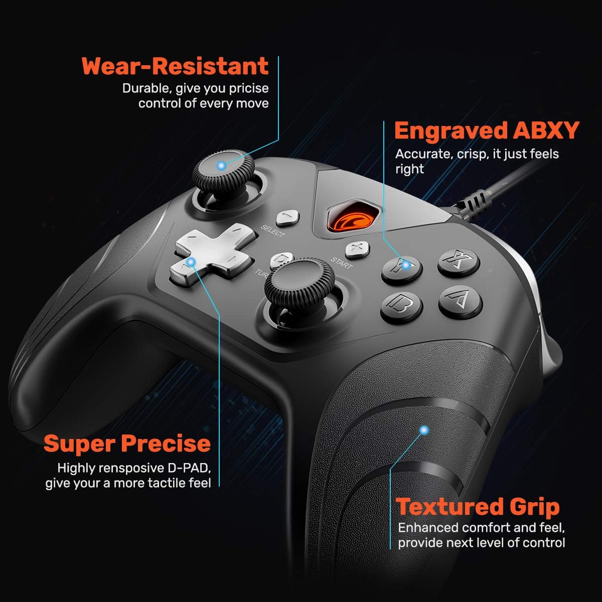 IFYOO XONE Wired PC Controller USB Gaming Gamepad Joystick for Computer & Laptop (Windows 10/8/7/XP, Steam) | Android | PS3 | Switch - [3.2M Detachable USB Cable]: Computers & Accessories