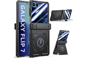 Spoovcto for Samsung Galaxy Z Flip 7 Case with Hinge Protection, MagSafe Compatible, Hidden Dual Foldable Kickstand, Wireless