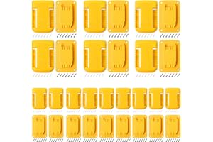 KETTKEL 30pas Tool Holders and Battery Holder for Dewalt 20v Wall Mount Hanger Battery Drill Tool Storage Shelf for Milwaukee M18(Yellow)