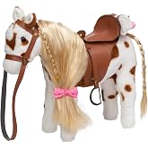 HollyHOME Horse Stuffed Animal，Horse Toys for Girls, Appaloosa Pony, 11" | Imaginative Pretend Play, Silky Blond Hair, Grooming&amp;Styling Accessories, Faux Leather Bridle, Kids Gift for Christmas