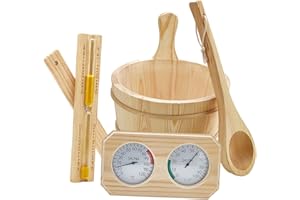 IEUDNS Sauna Accessories Set Ladle 4L Sturdy Multifunctionlal Gifts Thermometer Hygrometer Bucket for Swimming Pool Bathroom 