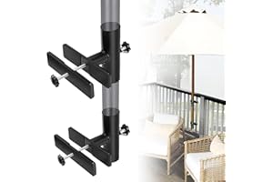 Magacyo Adjustable Patio Umbrella Holder - Outdoor Umbrella Base and Stand Metal Clamp for Fixed Deck Railing and Poles