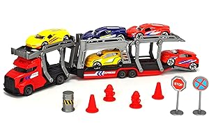 DICKIE TOYS Transporter Set with 5 Die-Cast Cars, Multicolor
