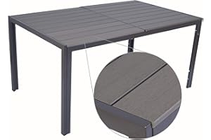 Kozyard Coolmen Outdoor Patio Indoor Dining Table Rectangle 35.6'x58.9' and Wood Like Laminate Table Top for 6 Person Porch Deck Garden(Brown)