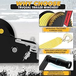Truqual 3500LB Boat Trailer Winch, Heavy Duty Boat