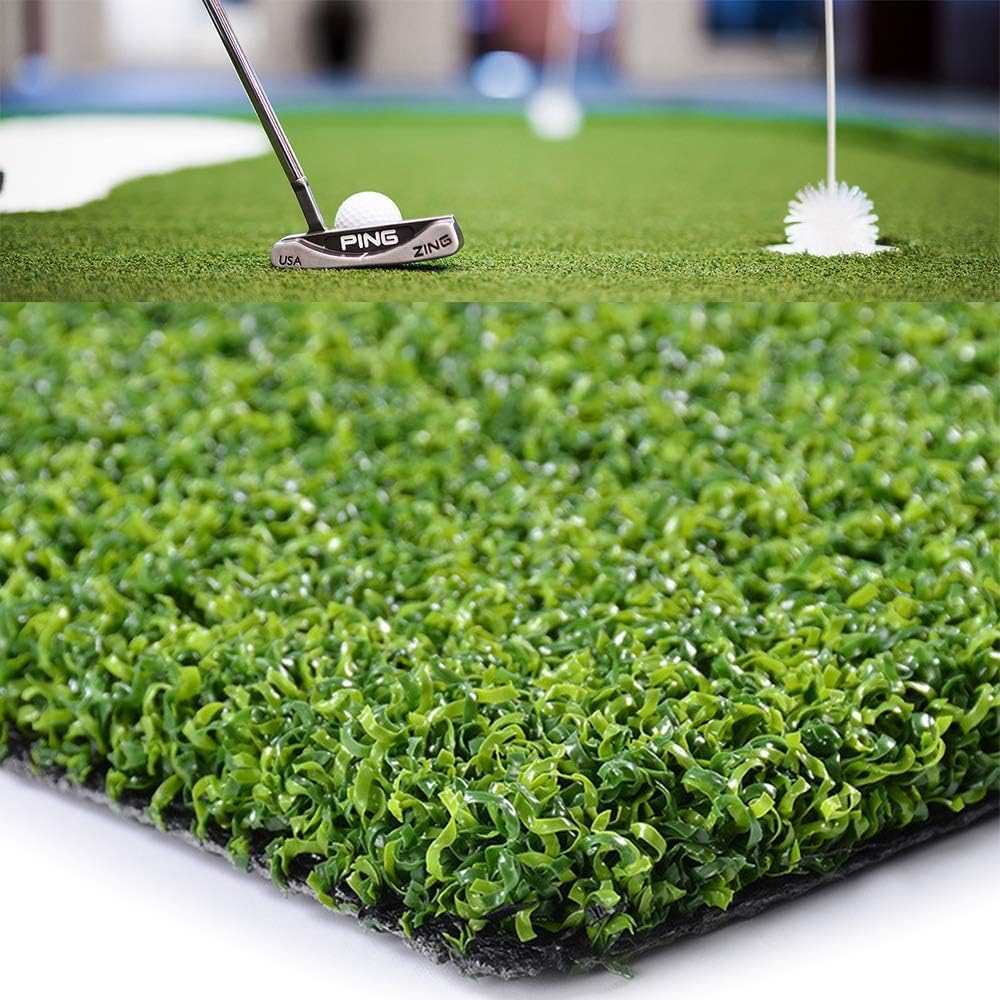 Golf Putting Green/Mat-Golf Training Mat Sprot Baseball Football Artificial Grass- Green Long Challenging Putter for Indoor/Outdoor