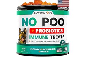 Grateful Pawz No Poo Chews for Dogs - Coprophagia Stool Eating Deterrent for Dogs -120 Chews Prevent Dog from Eating Poop - Stop Eating Poop for Dogs Supplement