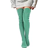Buauty Women's Cable Knitted Boot Socks Extra Long Thigh High Winter Stockings Over Knee Leg Warmers