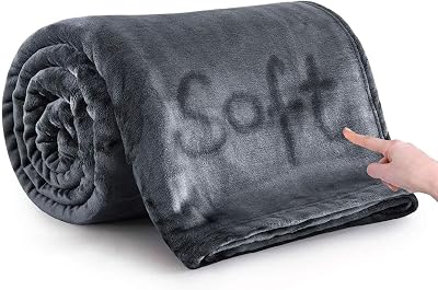 Moonlight20015 Fleece Throw Blanket Dark Grey 5ft x 6.5ft 150x200 cm