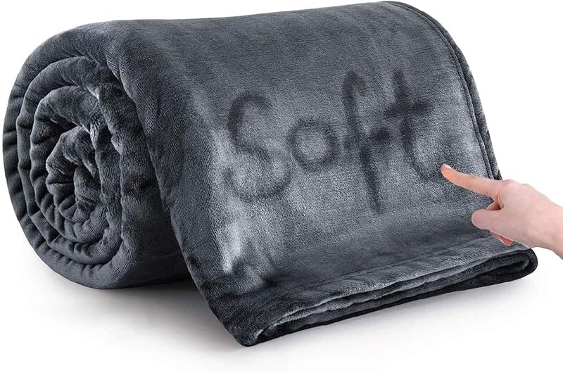 Moonlight20015 Fleece Throw Blanket Dark Grey 5ft x 6.5ft 150x200 cm