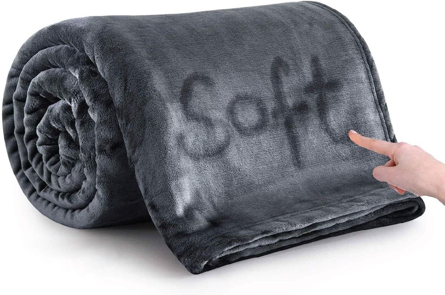 MOONLIGHT20015 Fleece Throw Blanket Dark Grey 5ft x 6.5ft - Soft Cosy Fluffy Blankets for Sofa/Couch/Bed, Warm Double Throws for Audlts Twin Size, Dark Gray, 150x200 cm
