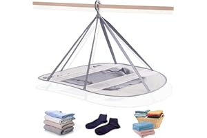 WEISGJA 1 Tier Folding Mesh Clothes Drying Rack with Internal Fixation Stackable Sweater Drying Rack Portable Hanging Laundry Rack for Sweater,T-Shirt,Delicates,Swimsuit (2 Pack)