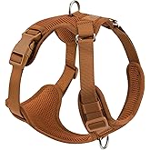 No Pull Dog Harness for Small Medium Large Dogs - Adjustable 2 Layer Mesh Dog Vest with Dual Clip, Escape Proof, Quick Release, Lightweight Breathable Mesh for Walking Hiking (Carmel Brown,XS)
