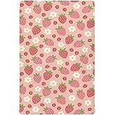 KICPOAY Fitted Crib Sheets Pink Strawberries Stretchy Portable Playard Sheets for Baby Toddler, Breathable Soft Mini Crib Mattress 39 x 27 in for Boys and Girls