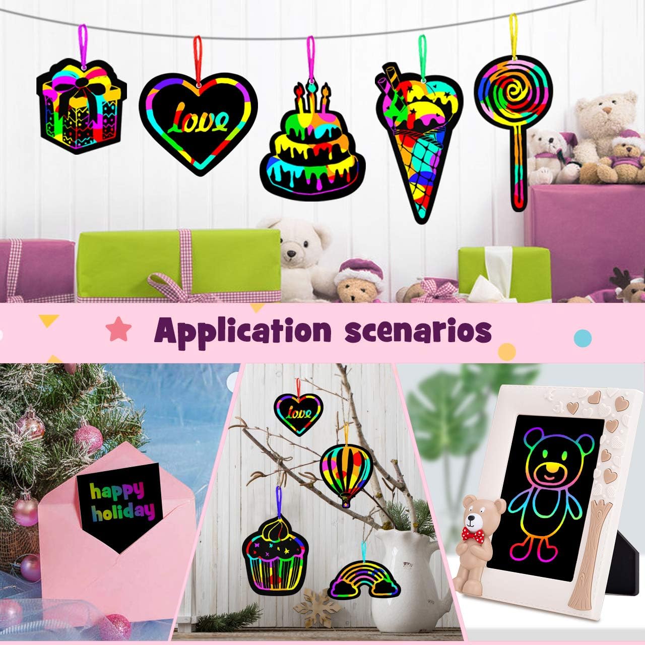ZMLM Scratch Paper Art-Craft Girl: Rainbow Scratch Magic Drawing Set Paper Pad Board Supply Kit Toddler Project Activity for 3-12 Year Old Kid Game Toy Holiday|Party Favor|Birthday|Children's Day Gift: Toys & Games