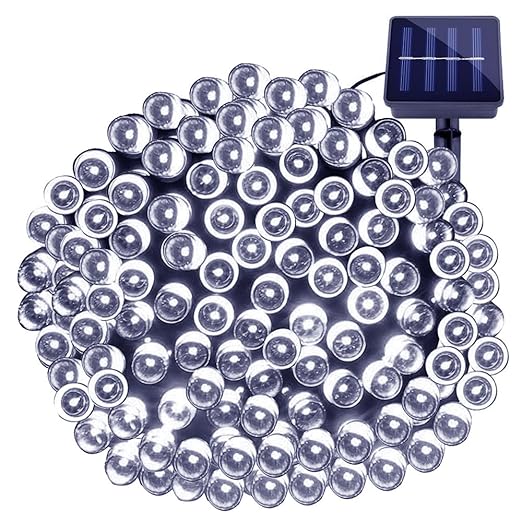 LE Guirnalda Luces Solar 200 LED 20m 8 modos Blanco frío, Sensor de luz, luz de ambiente para exteriores, fiestas