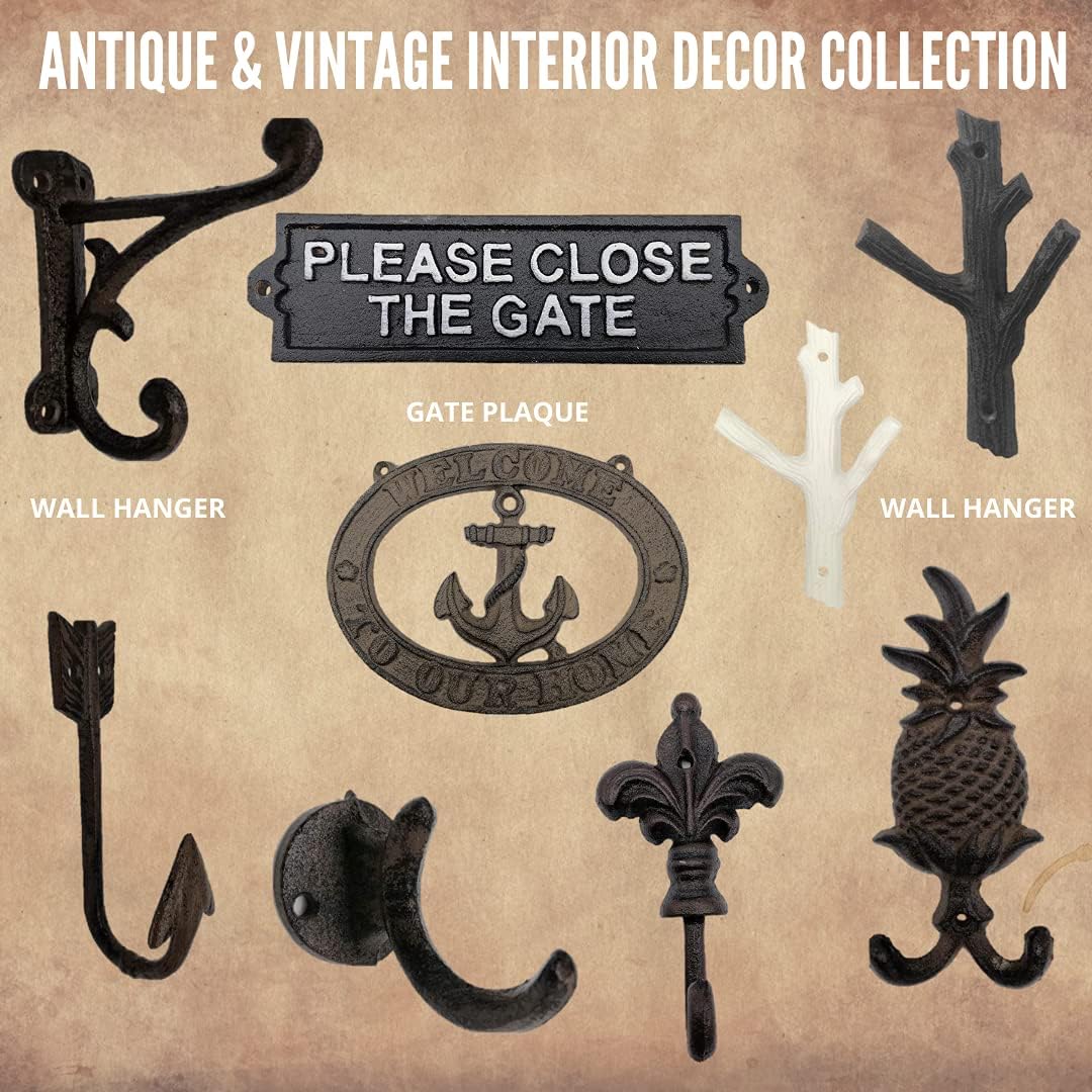 Comfy Hour Antique & Vintage Interior Decor Collection Cast Iron Anchor Welcome Plaque, 8x6 Antique Brown: Everything Else