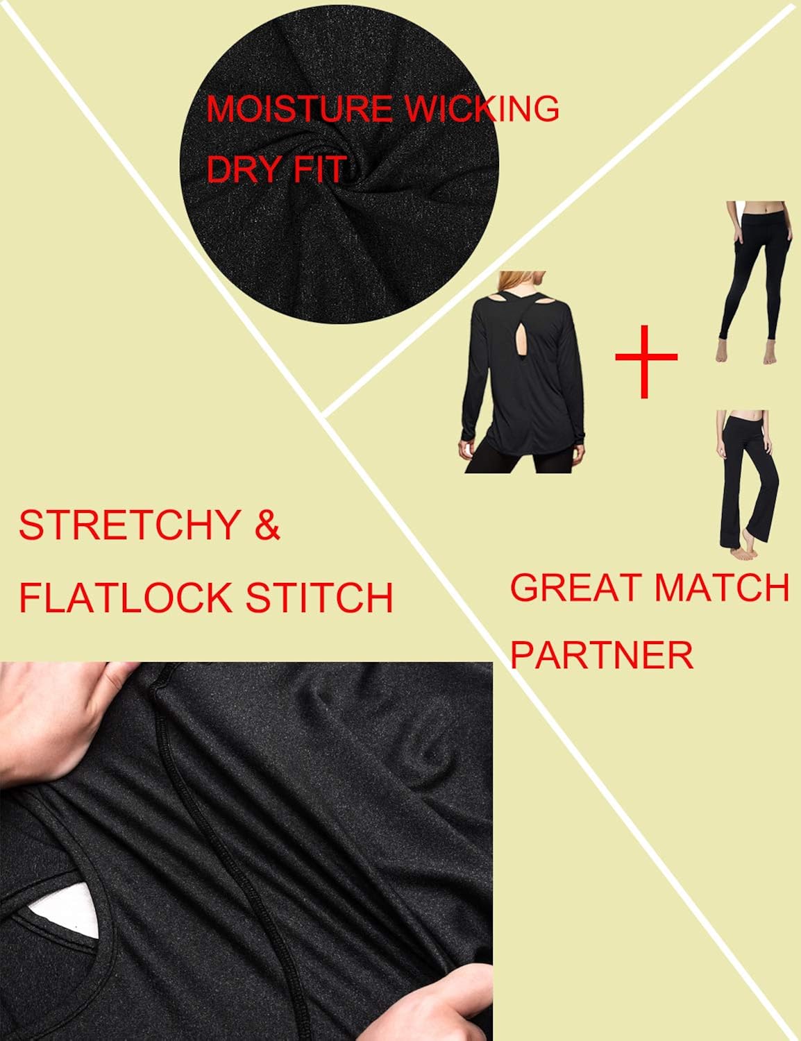 Cucuchy Womens Yoga Tops Casual Flowy Long Sleeve Criss Cross Back Workout Shirts: Clothing