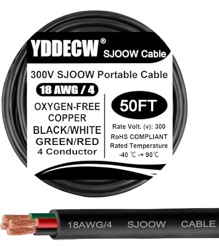 10 FT 14/4 SJOOW SJ SJO SJOW BLACK RUBBER CORD EXTENSION WIRE/CABLE