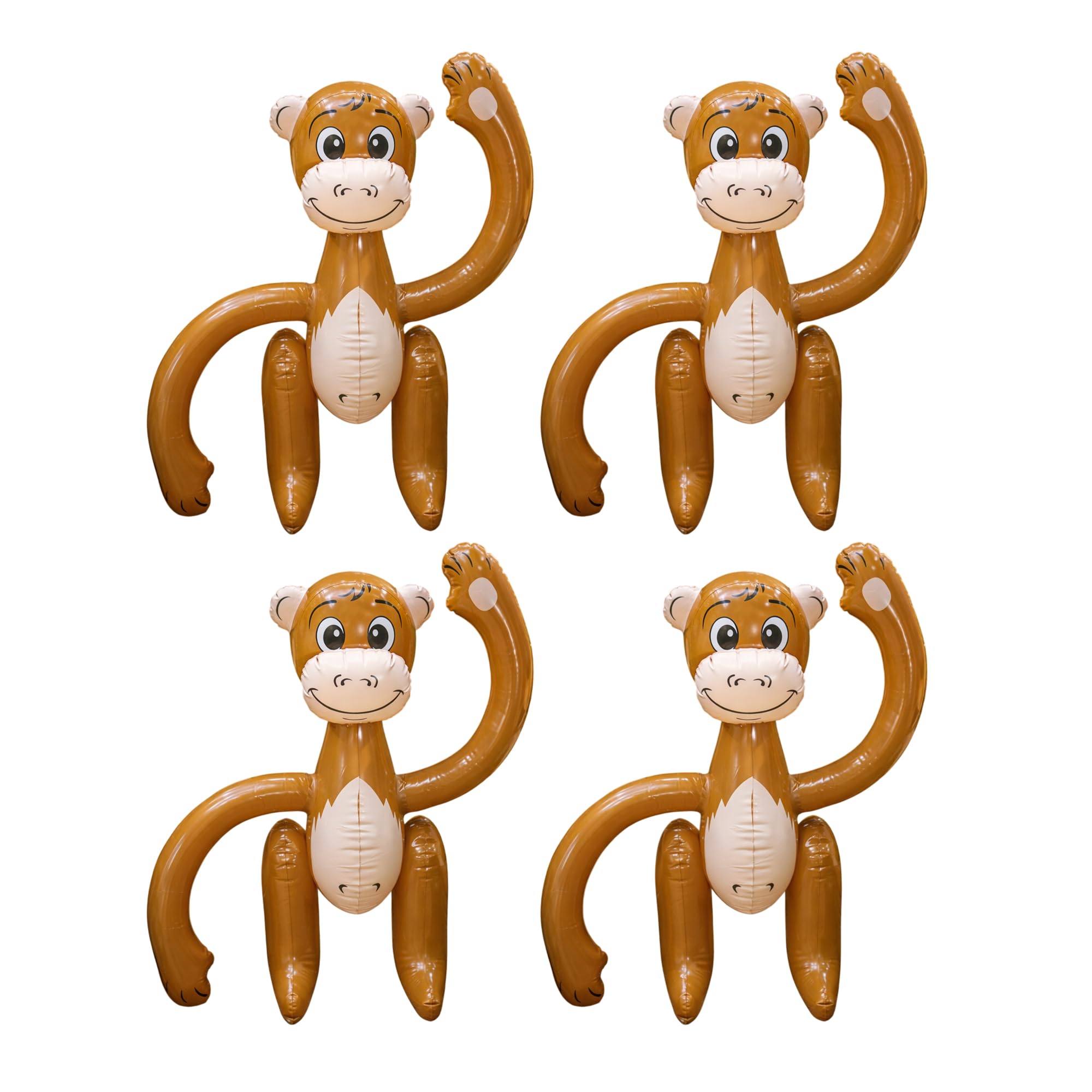 Shatchi 4 Pcs Inflatable Brown Monkey Blow Up Party Decorations 58 cm, Tropical Animal Fancy Dress Props for Hawaiian African, Pool and Beach Parties, Hen Do, Stag Do, Photo Booth and Themed Events — image 1