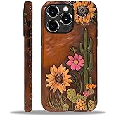 Flivro Magnetic Case for iPhone 15 Pro Max,Compatible with Magsafe,PC Hard Shell & Silicone Inner Bumper,Shockproof Full-Body Cover Slim Design for iPhone 15 Pro Max Case - Retro Cactus Sunflower