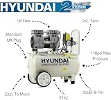 Hyundai 24L Oil-Free Low Noise Air Compressor 750W 5.2CFM Twin Gauges view 2