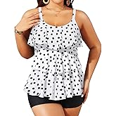 Yonique Women's Plus Size Tankini Swimsuits with Shorts Two Piece Bathing Suits Ruffle Swimsuits Tummy Control Swimwear