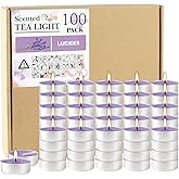 Howemon Purple Lavender Scented Tealight Candles - 4 Hours - Giant 100 Bulk Packs - Smokeless Tea Lights for Valentine's Day, Weddings,Christmas, Home Decorative